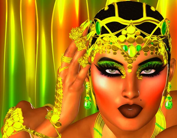 Gold Crown, mode och skönhet digitala konstscen. — Stockfoto