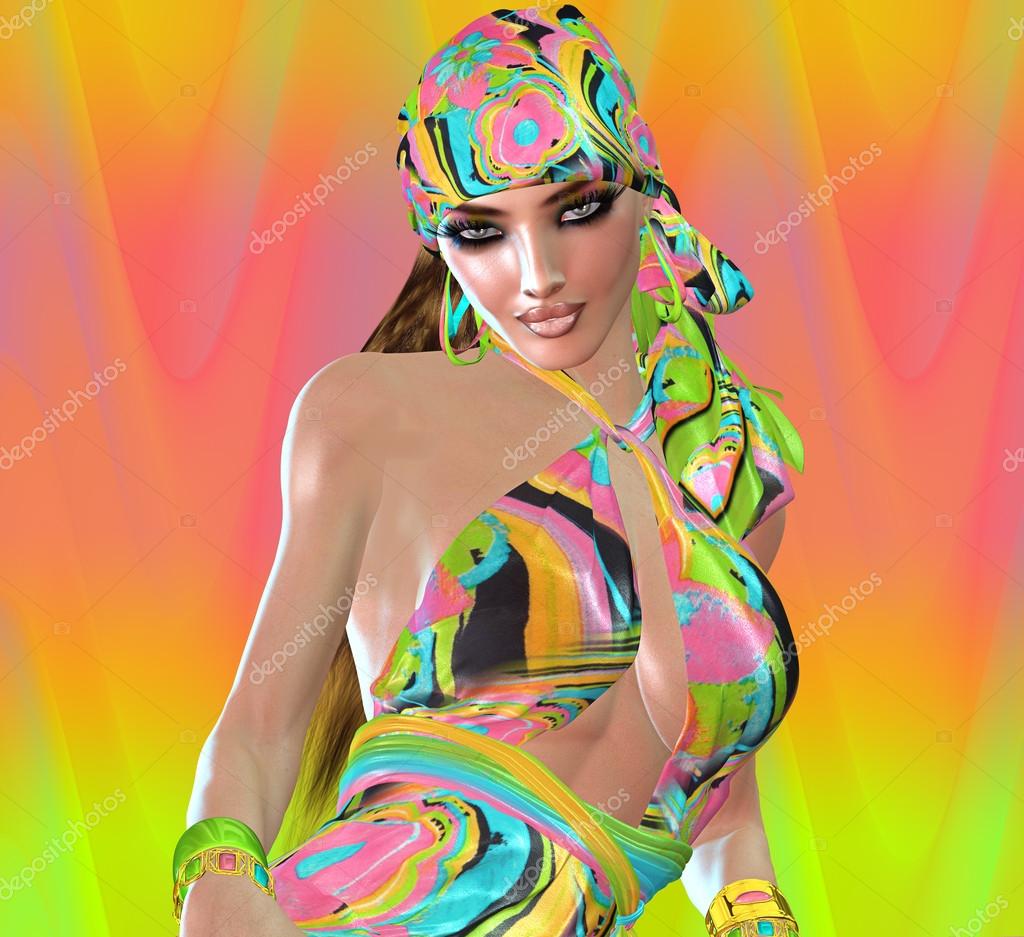 retro colorful outfit