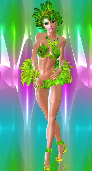 Danseuse de carnaval sur fond coloré. Style d'art numérique moderne . — Photo
