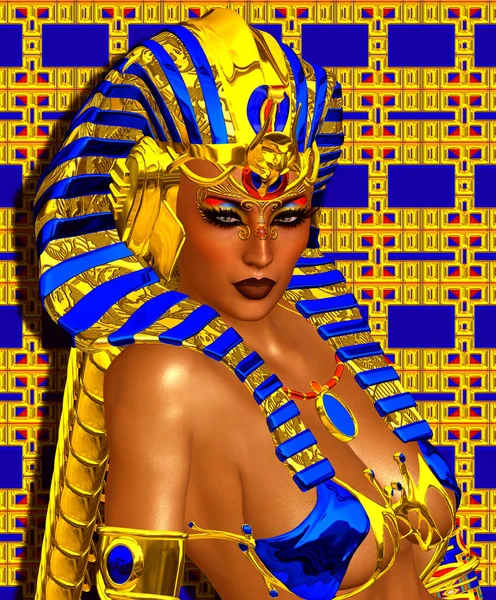 Cleopatra o qualsiasi donna egiziana Faraone. Fantasia d'arte digitale moderna con stili egizi . — Foto Stock