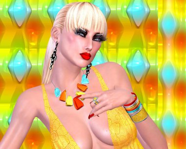 Renkli bir arka plan karşı sarışın saçlı punk kız.