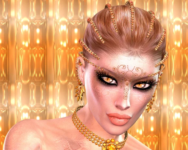 Mujer de piel de serpiente. Una imagen de arte digital de fantasía de una mujer mágica . — Foto de Stock
