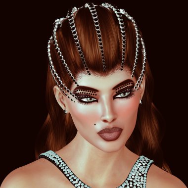 Elmas ve elbise eşleşen Siyah Oniks taç esmer.