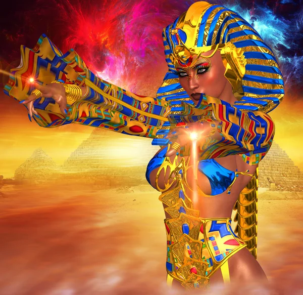 Egipskiej magii! Ta potężna kobieta namaszczony siebie faraona Egiptu. — Zdjęcie stockowe