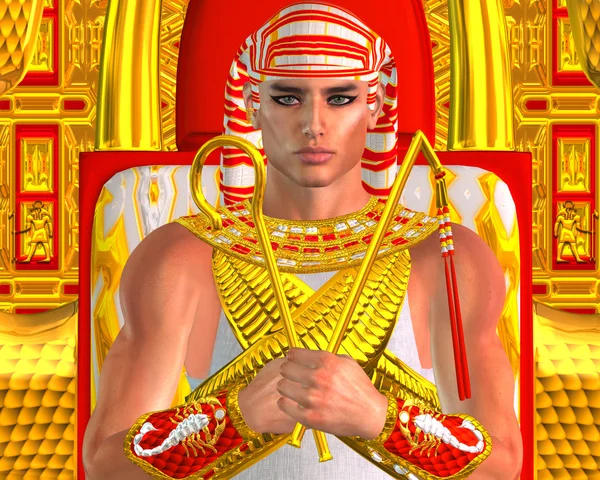 Egyptian Pharaoh Ramses Close up, seated on throne. A modern digital art version of an ancient Egyptian king. — Stock Photo, Image