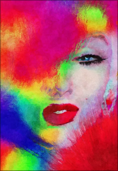 Sıçrayan boya ile soyut sarışın.