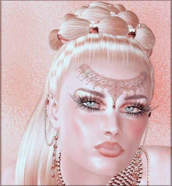 Güzel kozmetik ve mücevher sarışın bir kadınla yüzü yukarı kapatın.