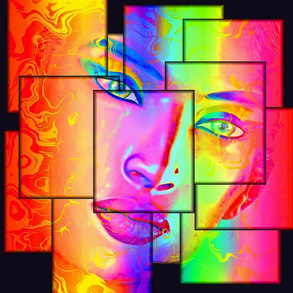 Kleurrijke abstracte vrouw gezicht — Stockfoto