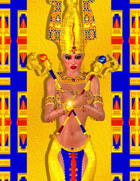 Egyptische fantasie kunst van een mysterieuze en krachtige mystic vrouw. — Stockfoto