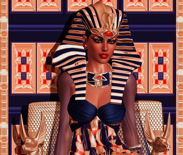 Fantasía egipcia, arte digital, Cleopatra, Nefertiti, Hatshepsut o cualquier mujer real egipcia . — Foto de Stock