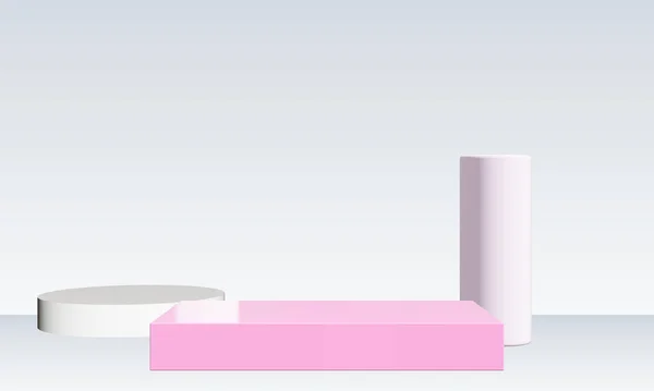 Abstract minimal 3d geometry shape. Pastel gradient white color and pink color podium background for product