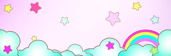 Abstracto Kawaii Art Style Unicornio Cielo Colorido Fondo Arco Iris — Foto de Stock