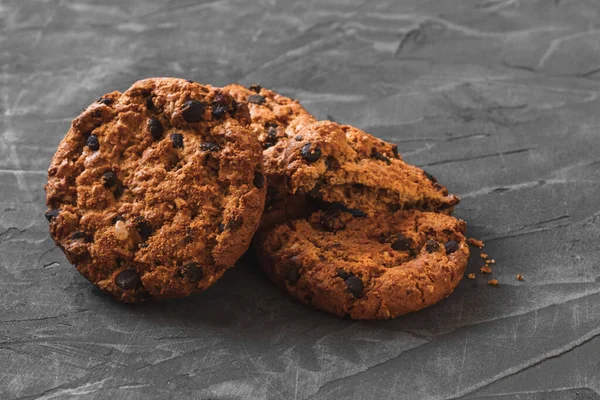 Haferkekse Mit Schokosouffel Süßes Frühstück Konkreter Hintergrund Mit Keksen Selektiver — Stockfoto