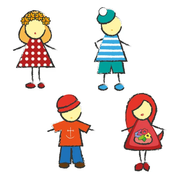 Conjunto de coloridos retratos infantiles — Vector de stock