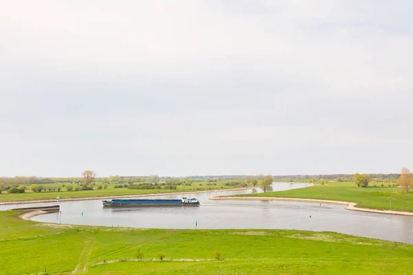 Bateau Intérieur Néerlandais Cargo Sur Rivière Ijssel Près Zutphen Gueldre — Photo