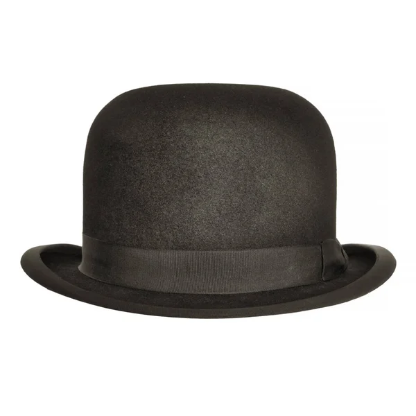 Vintage Svart Bowler Hatt Isolerad Vit Bakgrund — Stockfoto