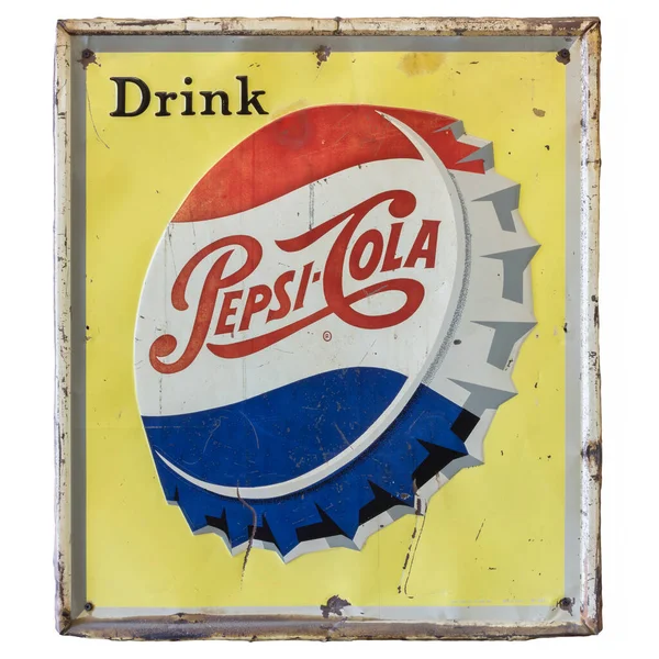 Authentic Rusted Dented Vintage Pepsi Cola Advertisement Made Steel Dieren — Stock Photo, Image