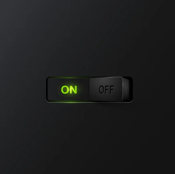 Realistic black switches with backlight ON, vector — Stock Vector