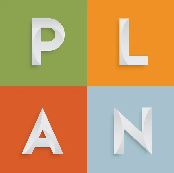"Plan" Vier-Buchstaben-Wort für Webseiten — Stockvektor