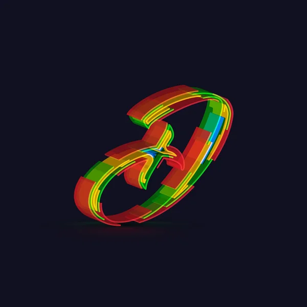 Fuente colorida 3D de un tipo de letra — Vector de stock