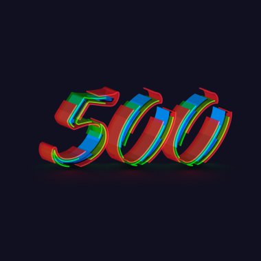 3D renkli numaradan bir yazı kümesi