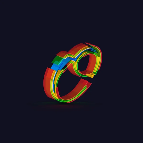 Fuente colorida 3D de un tipo de letra — Vector de stock