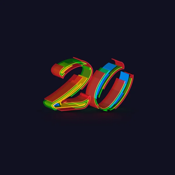 3D-кольорове число з набору — стоковий вектор