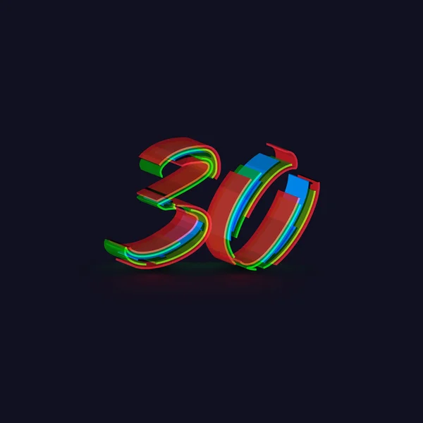 Número colorido 3D de um typeset —  Vetores de Stock