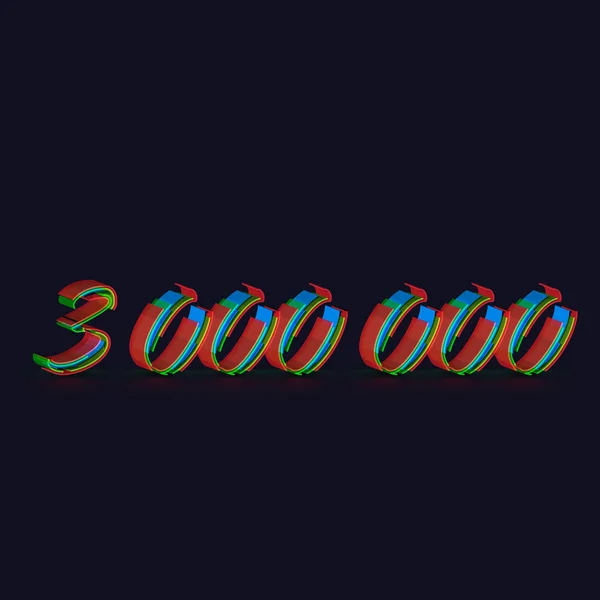 3D πολύχρωμο αριθμός από μια στοιχειοθετημένη — Διανυσματικό Αρχείο