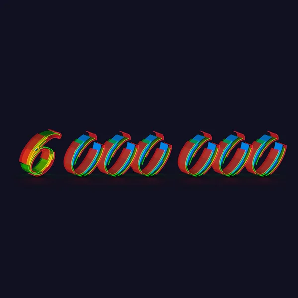 Numéro coloré 3D d'un jeu de caractères — Image vectorielle