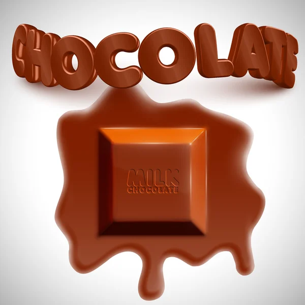 Таяние трехмерного реалистичного шоколадного куба — стоковый вектор
