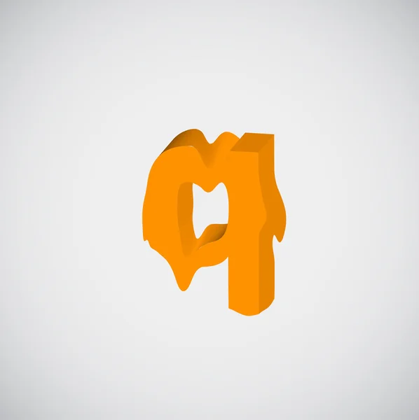 Melting orange q character — Stock Vector