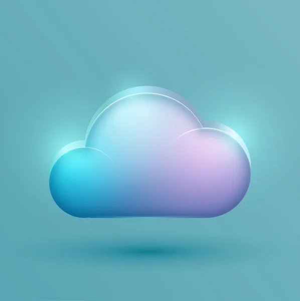 Neon realistic cloud icon — Stock Vector