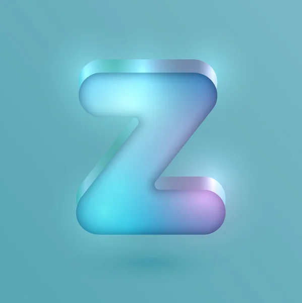 3D Z realistic neon character — Stock Vector