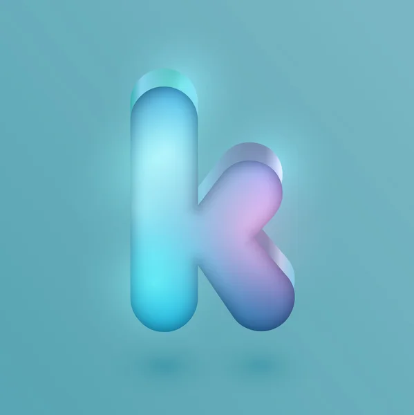 Caractère néon réaliste 3D K — Image vectorielle