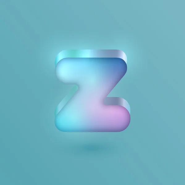 3D Z realistic neon character — Stock Vector