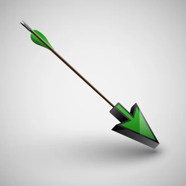 Flecha verde tipo cursor — Vector de stock