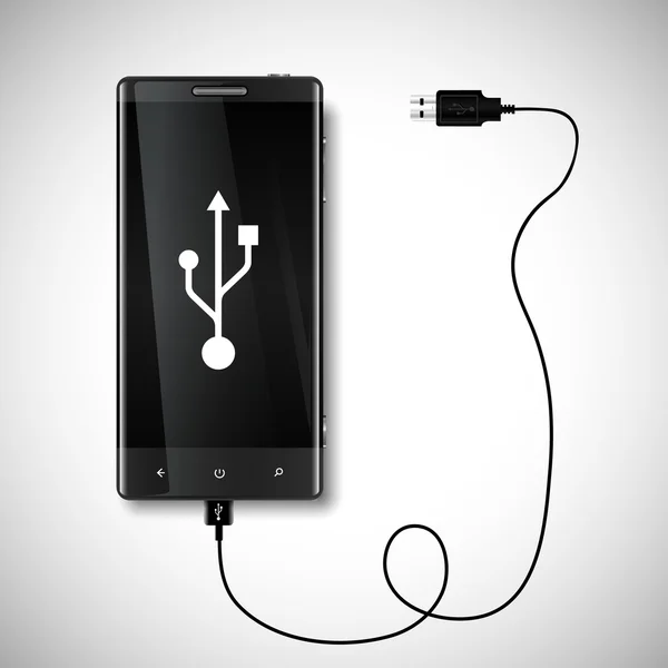 Smartphone con cable de conectividad — Vector de stock