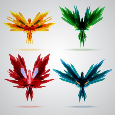 Renkli kristal kuşlar