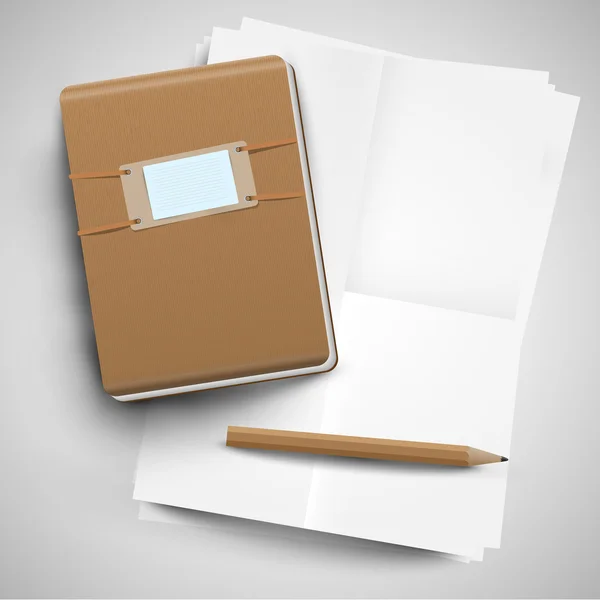 Notebook with paper and pencil — Stock Vector