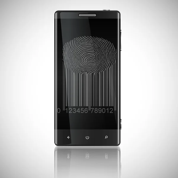 Smartphone con acceso a huellas dactilares — Vector de stock