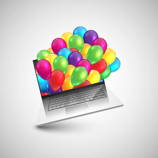 Notebook s barevnými balónky — Stockový vektor