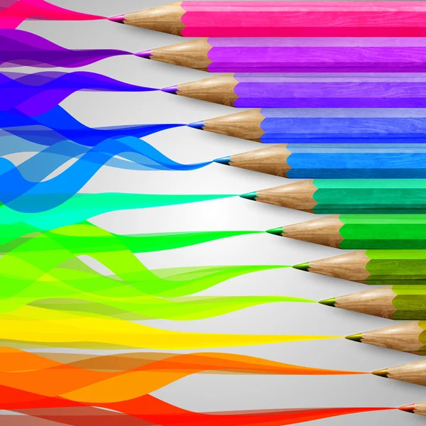 Koostumus värikkäitä kyniä — vektorikuva