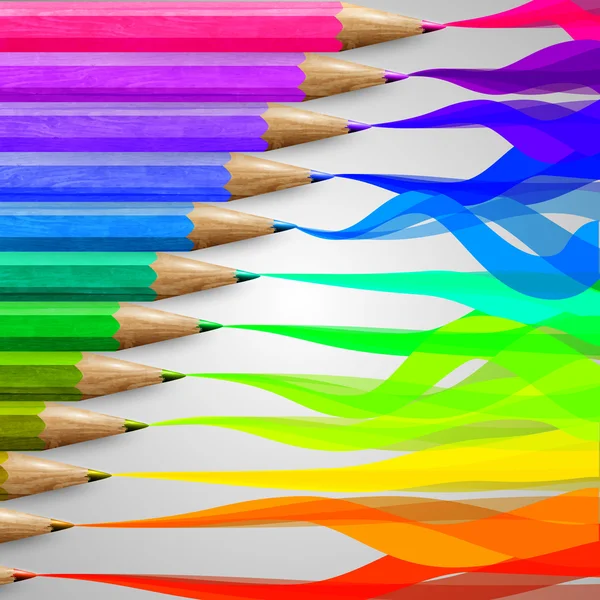 Composición con lápices de colores — Vector de stock