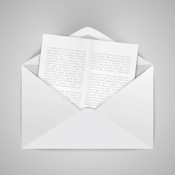 Envelop met blad papier — Stockvector