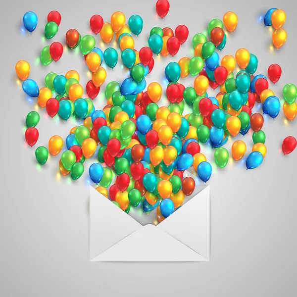 Envelope com balões coloridos —  Vetores de Stock
