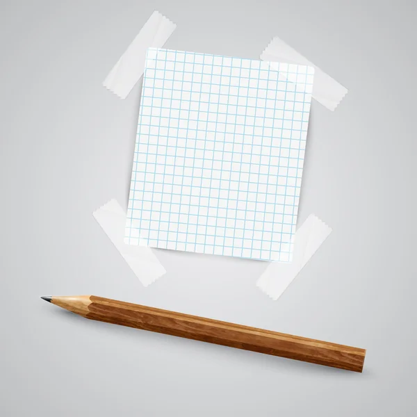 Papír s izolepou a tužka — Stockový vektor