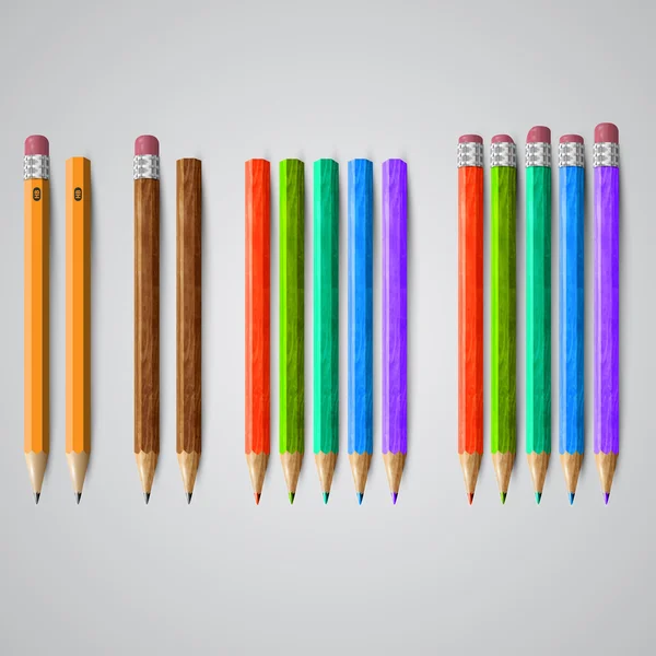 Набір різноманітних олівців — стоковий вектор