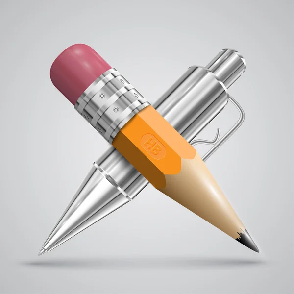 Realistic pencil and pen — Stock Vector