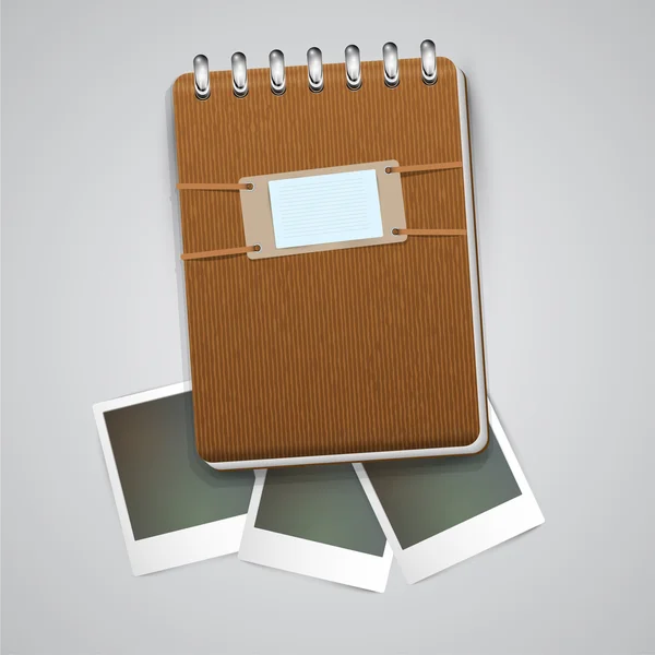 Caderno com molduras para fotos — Vetor de Stock